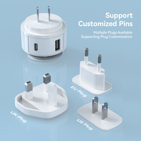Pengisi daya adaptor perjalanan multi-fungsi 5V/2,4 A pengisi daya dinding Usb Tipe c dengan lampu LED