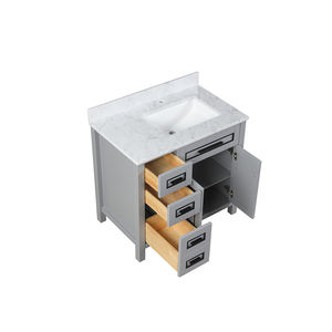 Meuble-lavabo moderne haut de gamme autoportant de 36 pouces avec vasque en céramique et caractéristiques résistantes à l'eau - Product Image 5