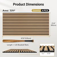 Panneaux muraux en bois ZhenFornos, isolation acoustique, réduction du bruit, lot de 4, 47,2" x 23,6", garantie de 2 ans, décoration murale intérieure de bureau, 3D