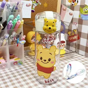 kids cute 400ML colorful oem plastic drinking water bottle kids best selling products 2023 amazon with straw