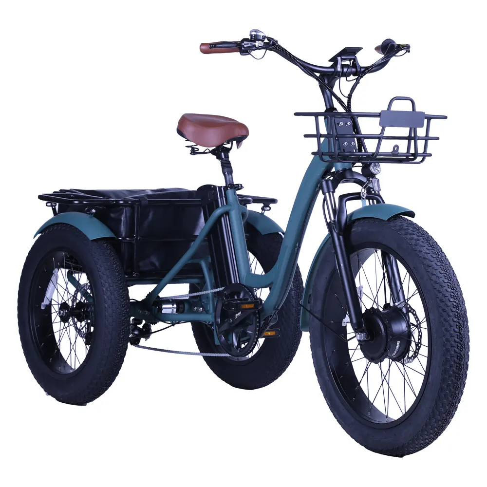 2022 48V 500w 750w fat tire Cargo 3 ruote e bici con ruota da 24 pollici