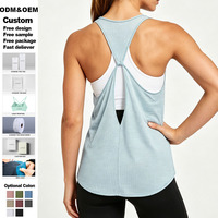 Débardeur de yoga en maille gaufrée personnalisé ODM/OEM pour femme, dos nageur, séchage rapide, idéal pour la gym, le Pilates et la course à pied