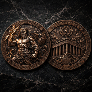 Moneda Conmemorativa Personalizada 3D de <span class=keywords><strong>Zeus</strong></span>, Dios Griego, en Bronce Antiguo, con Relieve Alto, Moneda de Desafío de Leyendas Míticas para Colección y Regalo - Product Image 3