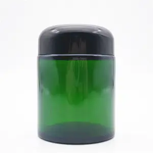 Eco Friendly Tall Round Green Colored Glass Jars With Lids For Cream 100ml