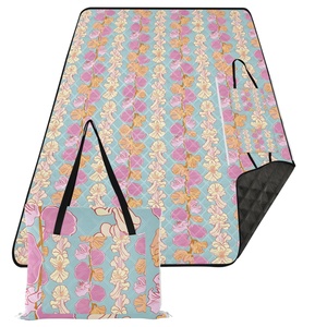 Outdoor Foldable Hawaiian Puakenikeni Print Waterproof Camping <b>Large</b> Size Picnic <b>Mat</b> with Handle Bag - Product Image 1