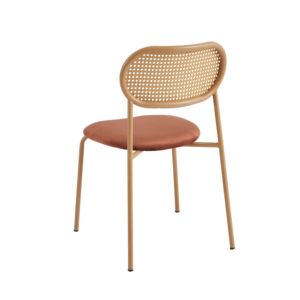 Chaise <span class=keywords><strong>de</strong></span> salle à manger nordique en rotin tressé avec dossier, siège en velours, chaise d'appoint avec pieds en métal noir, chaise <span class=keywords><strong>de</strong></span> loisirs pour la maison, l'hôtel, <span class=keywords><strong>le</strong></span> café - Product Image 2