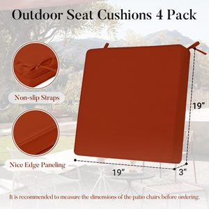 Coussins de chaise d'extérieur <span class=keywords><strong>Basic</strong></span> Beyond pour meubles, imperméables, ensemble de 4, 19 x 19 - Product Image 5