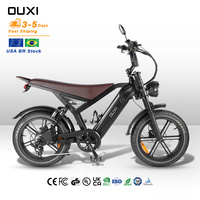 Bicicleta Eléctrica OUXI GT20 con Llantas Gruesas para Adultos, Plegable, con Suspensión Completa, Motor de 750W/1000W, Llantas 20x4.0