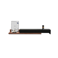 Console TV flottante minimaliste moderne avec rangement dissimulé, compartiments de rangement noirs élégants, console multimédia pour salon