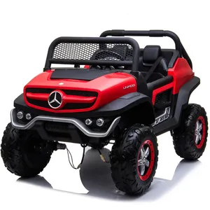 Benz unimog licenciado, bateria 4x4 off road tamanho grande 2 lugares 24v 4wd passeio elétrico carro crianças carros brinquedos