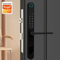 Serrure de porte intelligente Tuya Slim à empreinte digitale, étanche, pour WiFi, profil étroit, en alliage d'aluminium à pont thermique brisé, avec carte mémoire
