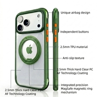 Coque Magnétique Antichoc Airbag pour iPhone 17 18 Pro Max avec Dos Transparent en PC, Support Anneau Rotatif à 360°, Coque de Protection Fine