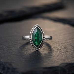 Nuevo anillo de plata esterlina 925 con piedras preciosas de ónix verde corte Marquesa estilo clásico regalo de fiesta de boda perfecto para ella - Product Image 5