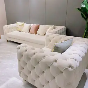 Pano de flanela com três teclas, sofá moderno de arte com botões de tração, pano de flanela, luxuoso, mistura e partida, com tecnologia de isolamento