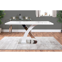 Table à manger moderne de luxe en marbre avec base en acier inoxydable pour villas