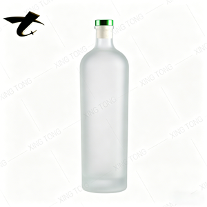 Botella de vidrio cilíndrica grande personalizada al por mayor para vodka, whisky, licores, con sellado de <span class=keywords><strong>corcho</strong></span> para tequila y brandy - Product Image 2