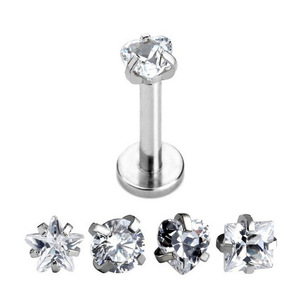 ต่างหูสแตนเลสสตีลประดับเพทายทรงดาว 316L สำหรับเจาะกระดูกอ่อน ใบหู ริมฝีปาก งานปาร์ตี้ เครื่องประดับแฟชั่น - Product Image 3