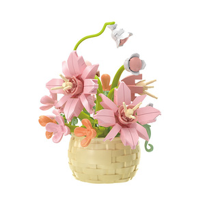 Blocs de construction à injection BLUE DIAMOND, panier de fleurs préservées, ornements, bouquet de roses, jouets éducatifs d'assemblage pour enfants, filles - Product Image 5