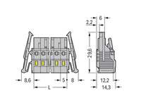 Conector hembra de 1 conductor WAGO 231-103/037-000, abrazaderas CAGEs, espaciado de pines de 2.5 mm, 5 mm, 3 polos, palancas de bloqueo lateral, 320V 16A