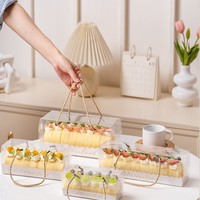 Boîte à gâteau transparente en plastique avec poignée en corde, emballage jetable transparent pour la pâtisserie, pour les anniversaires, les mariages, les boulangeries