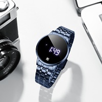 Montre électronique numérique à écran tactile pour homme, bracelet en acier inoxydable, calendrier, alarme LED lumineuse, mouvement à quartz, montre pour étudiant