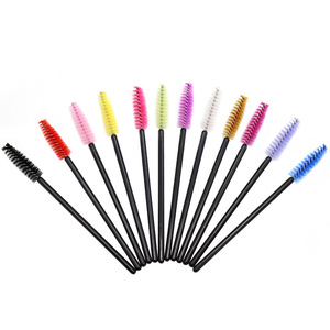 แปรงไนลอนแบบใช้แล้วทิ้ง แปรงปัดคิ้วแบบพกพา สีสันสดใส แปรงปัดมาสคาร่าซิลิโคน แปรงปัดขนตา ชุดแต่งหน้ากลิตเตอร์ - Product Image 1