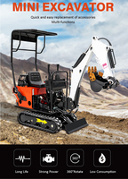 Mini-excavatrice à louer pour travaux de terrassement et aménagement paysager, petite pelle haute polyvalence, micro-excavatrice sur chenilles de 1 tonne avec système d'attache rapide