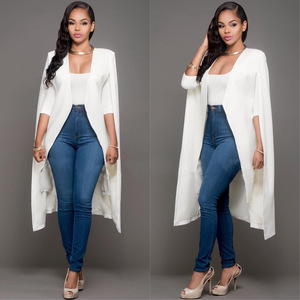 Blazer long pour <span class=keywords><strong>femme</strong></span> <span class=keywords><strong>Cape</strong></span> Coat Solid Lady Cardigan Poncho New Elegant Split Windbreaker Suit Coat - Product Image 4
