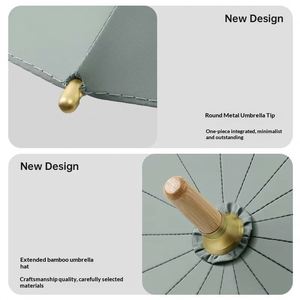 El Nuevo Paraguas Recto de 16 Varillas con Tela 280T, Diseño Zen Asiático Guofeng, Flores en Agua y Lluvia - Product Image 4