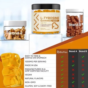 Bioflex OEM ODM Integratore di <span class=keywords><strong>L</strong></span>-Tirosina 1000mg per Adulti, Gommose alla Tirozina per Calma, Concentrazione, Memoria, Umore ed Energia - Product Image 5