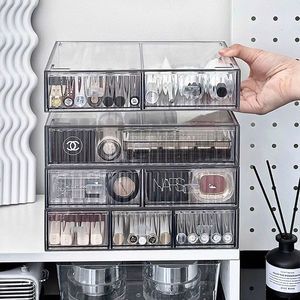 Acrylic Cosmetic Storage Box With <b>Drawers</b> Transparent Dustproof Organizer For <b>Makeup</b> Lipstick Eyeshadow Perfume 18L - Product Image 1