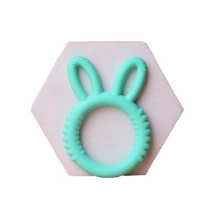 Bán Hot unisex hữu cơ mềm Bunny hình dạng cấp thực phẩm Silicone Toddler Nhẫn Teether BPA-<span class=keywords><strong>free</strong></span> bé dễ dàng giữ Teether cứu trợ đồ chơi - Product Image 2