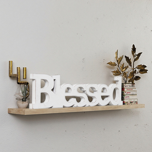 Fatto a mano casale benedetto parola Freestanding segno di ritaglio fatto di legno rustico Home Gallery decorazione <span class=keywords><strong>della</strong></span> parete di legno lettere - Product Image 4