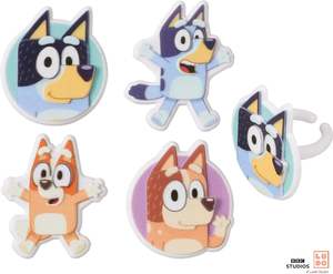 DecoPac <span class=keywords><strong>Bluey</strong></span> 24 Decoraciones para cupcakes 3D Food Safe Cake Toppers <span class=keywords><strong>con</strong></span> <span class=keywords><strong>Bingo</strong></span> Bandit Chilli-Paquete de 24 Anillos muy divertidos Suministros para fiestas - Product Image 3