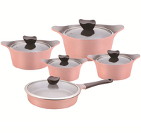 Ensembles d'ustensiles de cuisine mode coréenne 10 pièces casseroles et poêles en aluminium de haute qualité avec revêtement en céramique et marbre Style de conception classique