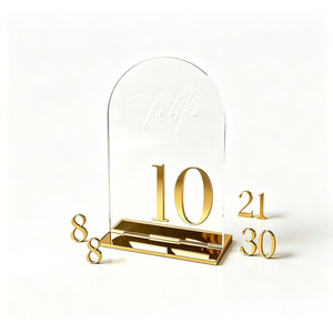 Kunming Precision Acrylic <b>Table</b> <b>Cards</b> 4 In Rectangle Gold Number Wedding Party Custom Design - Product Image 2