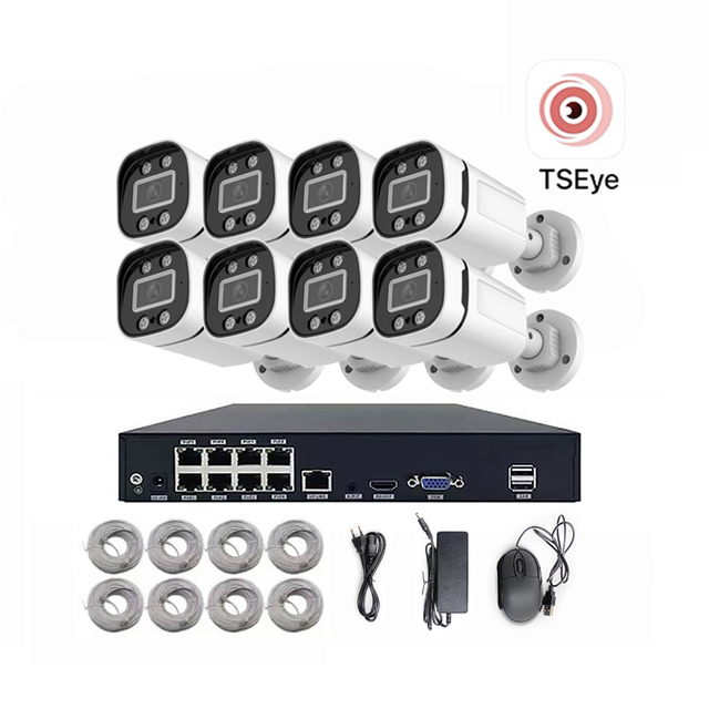 4K 8CH IP67 Waterproof POE Camera Kit Full Color Night Vision Network Camera 4K IP Camera Set HD 8MP CCTV NVR Security System