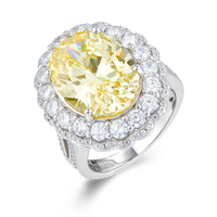 Bague de luxe en zircone cubique jaune bijoux de fête bague en pierre en argent sterling 925