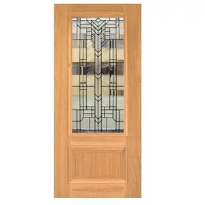 hot sale well-decorated glass insert solid wood interior door