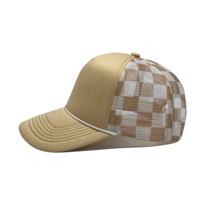 Casquette de camionneur 5 panneaux en maille à carreaux écossais de haute qualité pour femme, idéale pour la plage, <span class=keywords><strong>les</strong></span> sports d'été et <span class=keywords><strong>les</strong></span> activités de plein air, respirante, imperméable et tendance - Product Image 3