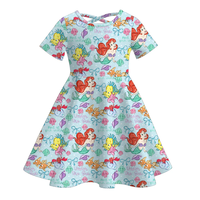 Nouvelle Collection : Robe d'été décontractée pour filles, col rond, en soie de lait, manches courtes, à volants, motif imprimé, respirante, style vintage