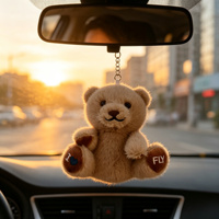 Adorable porte-clés ou breloque de sac en peluche brodée en forme d'ours en peluche pieds nus