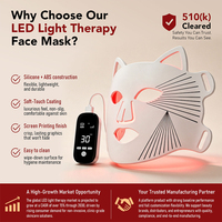 Masque facial LED en silicone flexible 360 Chips, 4 longueurs d'onde, thérapie par lumière rouge pour lutter contre le vieillissement et l'acné, appareil de beauté rechargeable