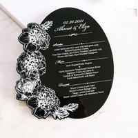 Cartes de menu de mariage en acrylique miroir doré avec impression à l'encre blanche créative et cartes de menu d'anniversaire en acrylique blanc pour événements festifs