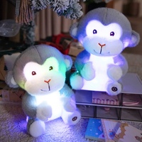 Peluche singe assis lumineuse, super douce, en coton PP, cadeau d'anniversaire pour enfants