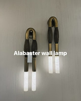 Applique Murale LED Moderne Américaine en Cuivre et Albâtre avec Poils de Cheval Véritables, Design de Créateur pour Salon, Chambre à Coucher, Chevet, Couloir, Fond de Décor