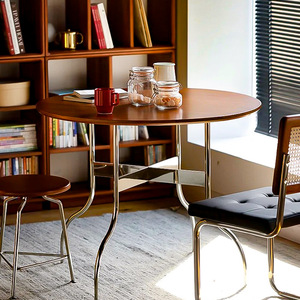 Vintage Style Solid Wood Round Folding Dining <b>Table</b> For Dining Room Small Size - Product Image 2