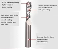 Fraise diamantée spirale à lame unique pour usinage de précision, angle de hélice 25°, pour usinage en montée, 55HRC, OEM, pour gravure CNC, 12mm, MCD, CVD