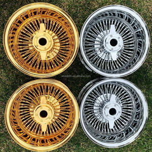 Nouvelles jantes de luxe 13x7 à rayons profonds pour voiture, 4 pièces, en acier chromé doré, 5x114.3, à rayons Zenith, ajustement universel - Product Image 3