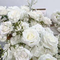 Chemin de Table Floral de Mariage DKB Sur Mesure 200 cm, Rose Blanche Artificielle en Soie 5D, pour Décoration de Fête et Cérémonie